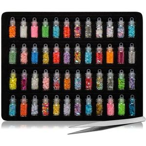 SHANY 3D Nail Art Decoration Mini Bottles - 48 Glass Bottles With Free Nail Art